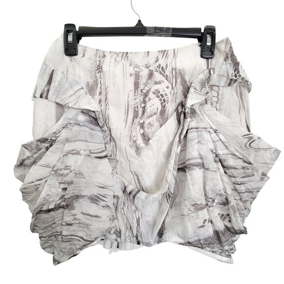 L.A.M.B. Gwen Stefani Gray White Marble Print Pocket Silk Drape Mini Skirt Sz 2 - Picture 3 of 12